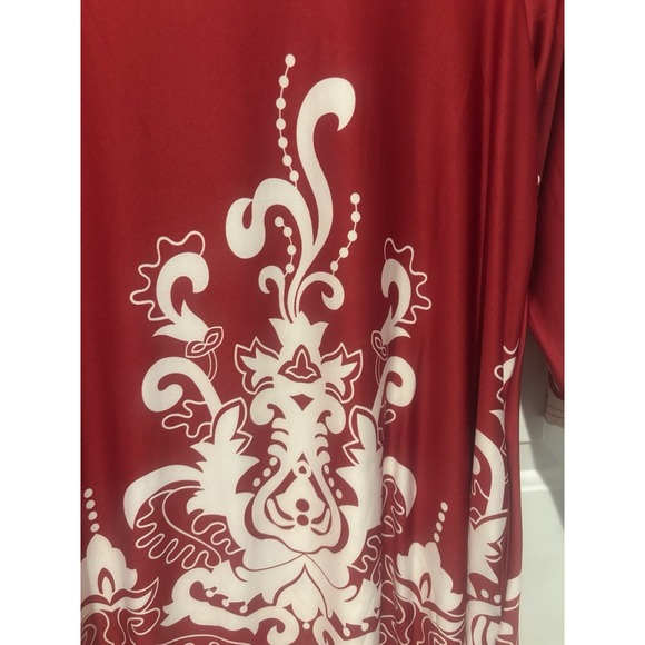 White Mark Tunic Top Women's XL Red White Scoop‎ Neck 3/4 Sleeve - Picture 5 of 11